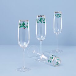 Holiday Decal Flute Glasses - Set Of 4